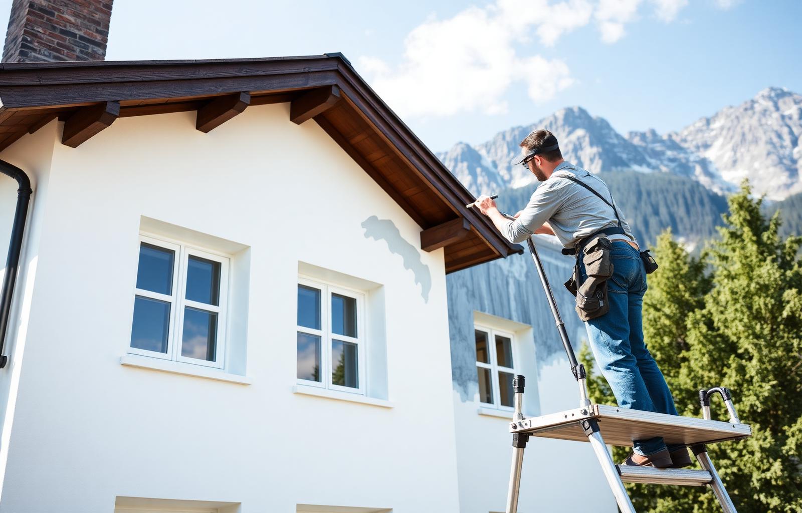 Professioneller Fassadenanstrich an einem Schweizer Einfamilienhaus